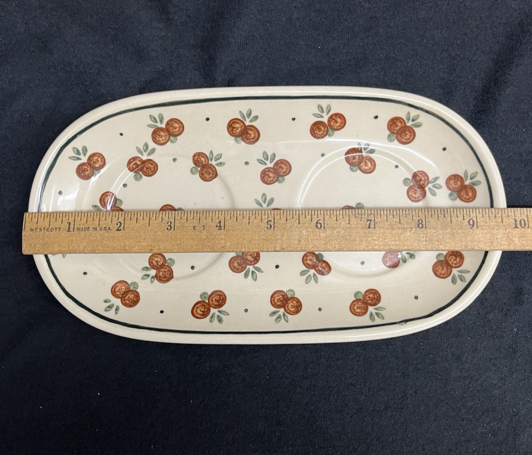 Boleslawiec Polish Pottery Sugar Bowl and Creamer Set w/ Tray, Wild Cherry