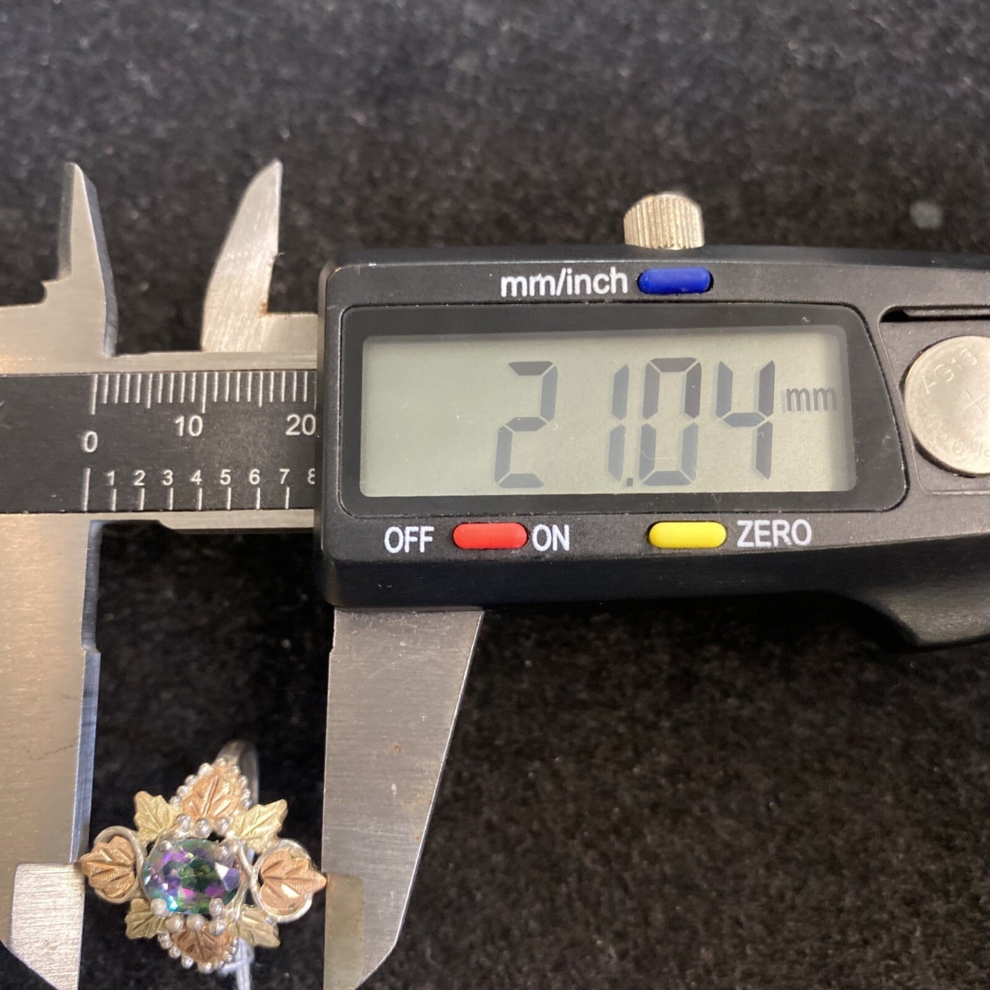 Sterling Silver 925  & Rose Gold Mystic Topaz Stone Leaf Ring Sz6.75 JM13