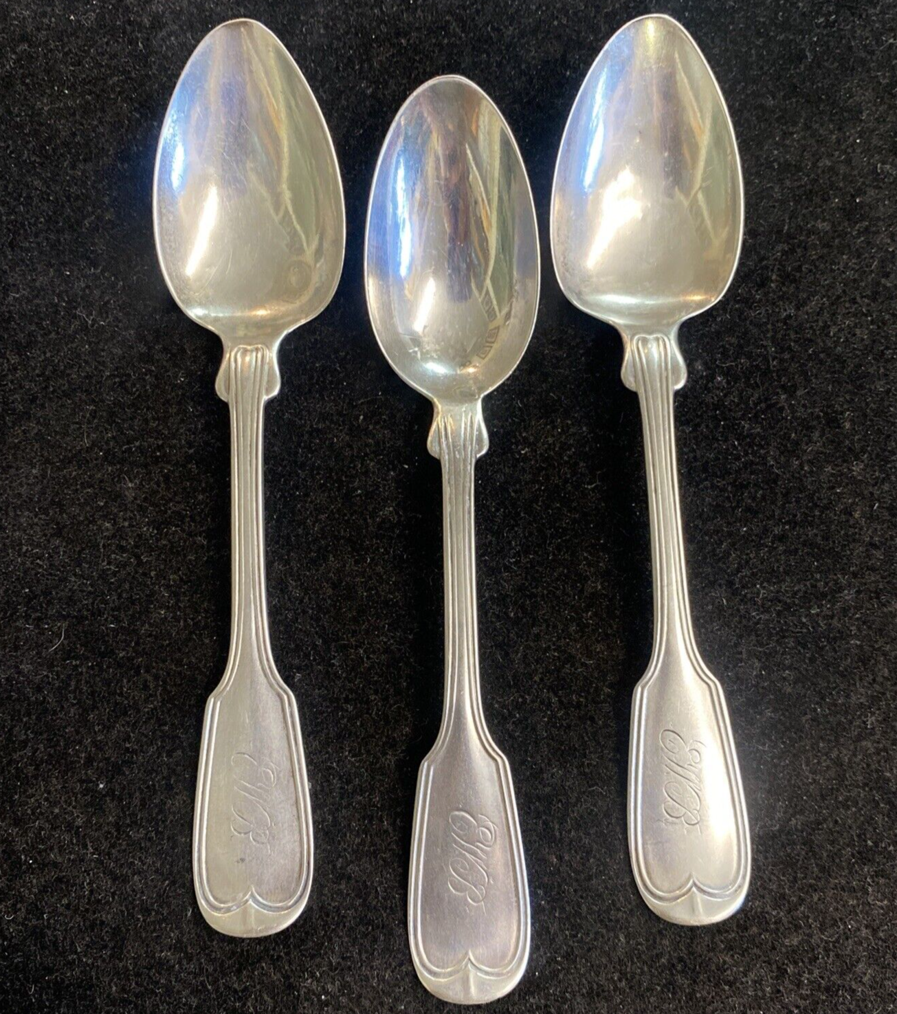 Salisbury & Co. Set of 3 Sterling Monogrammed 5 3/4" Teaspoons 60.44g 1850