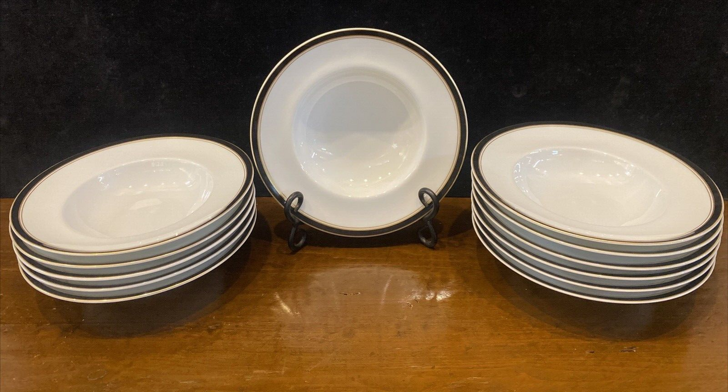 1 Diplomat Black Ceralene Raynaud Limoges 8 1/4" Soup Bowls 12 Avail BH166 B