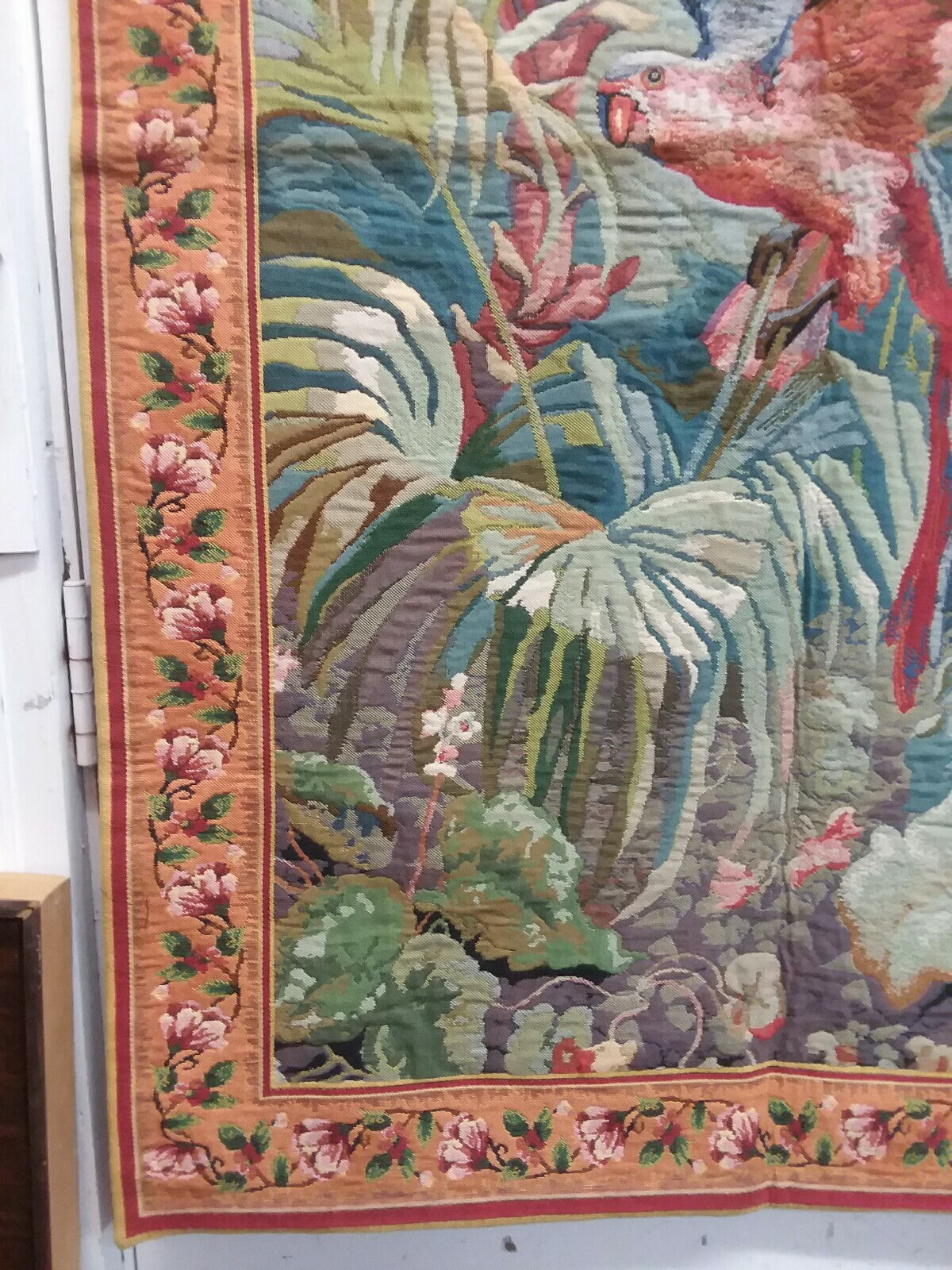 2 Parrots French Woven Tapestry Contemporary Design Wall Hanging 48.5''x30.75''