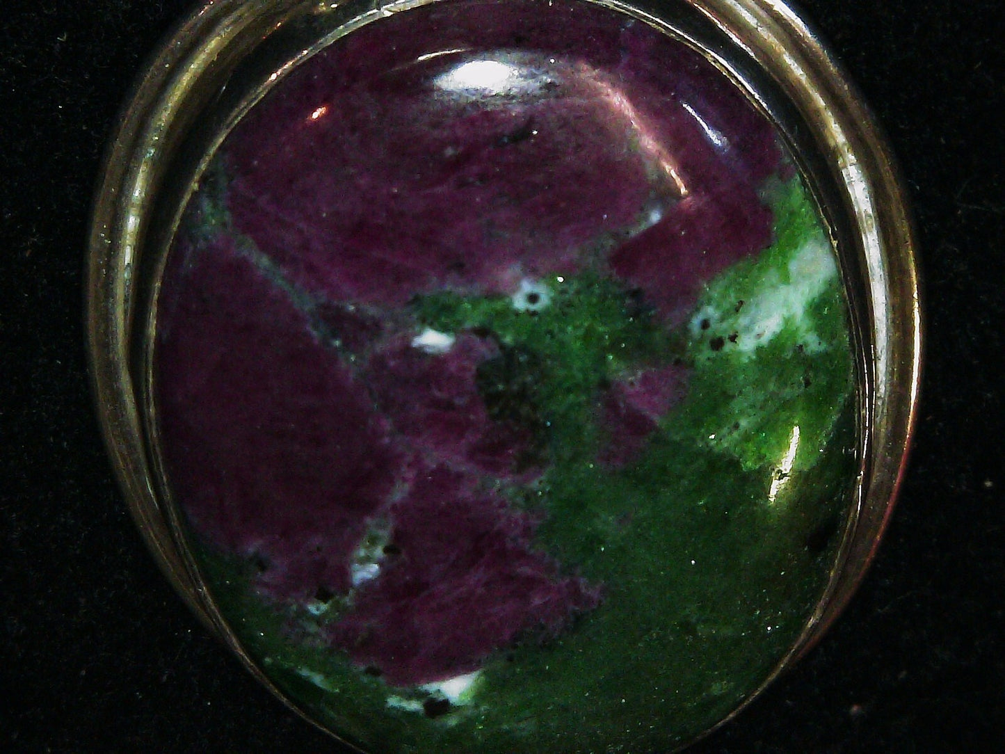 925 Sterling Silver Large Ruby Zoisite & Garnet Gemstone Pendant 20.6g