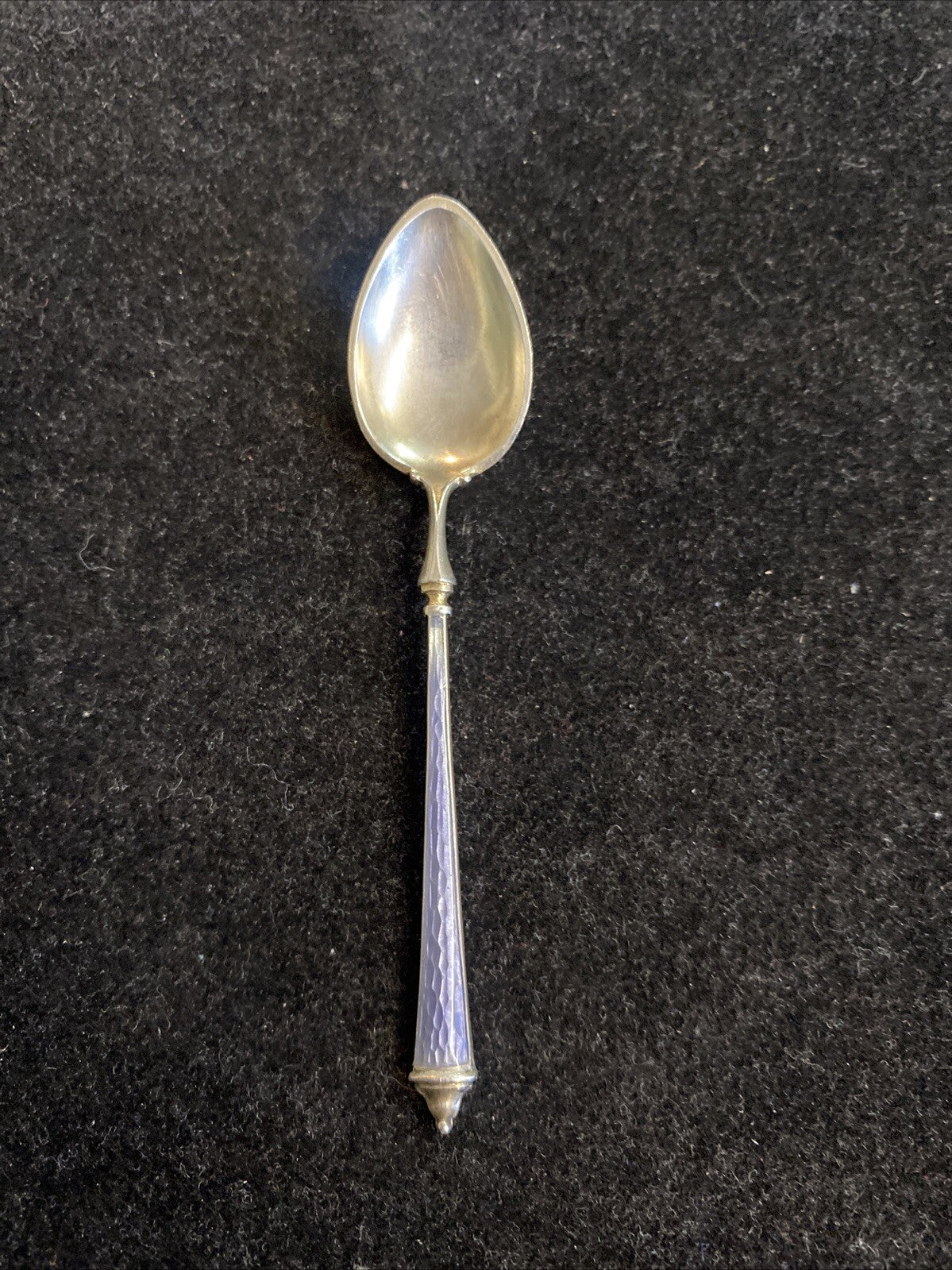 5x NORWEGIAN STERLING GUILLOCHE ENAMEL COFFEE SPOONS by MARIUS HAMMER 41g