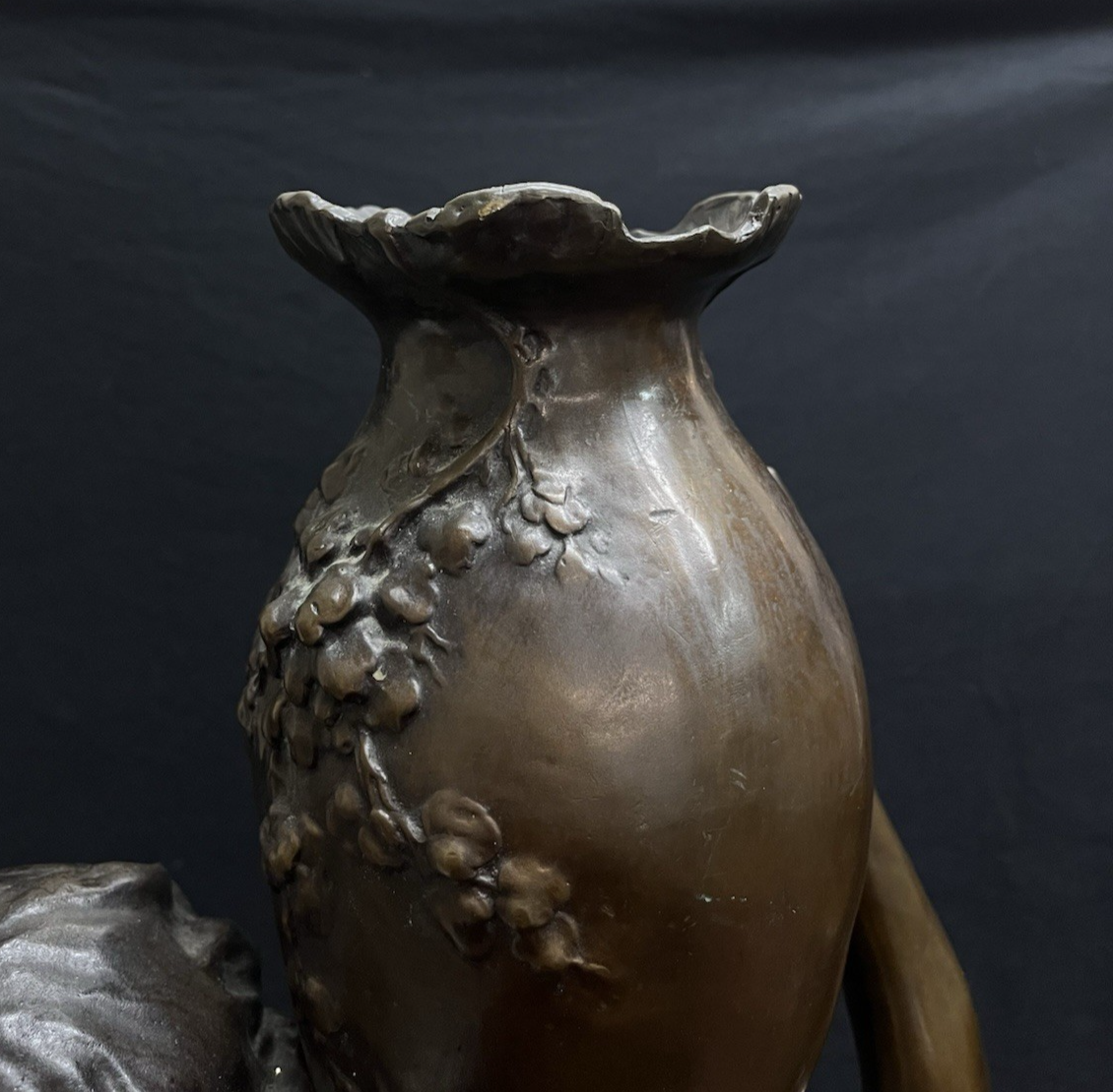 PB1 Auguste Moreau Large Bronze "Woman with Vessel" Statue w/ Marble Base 36"