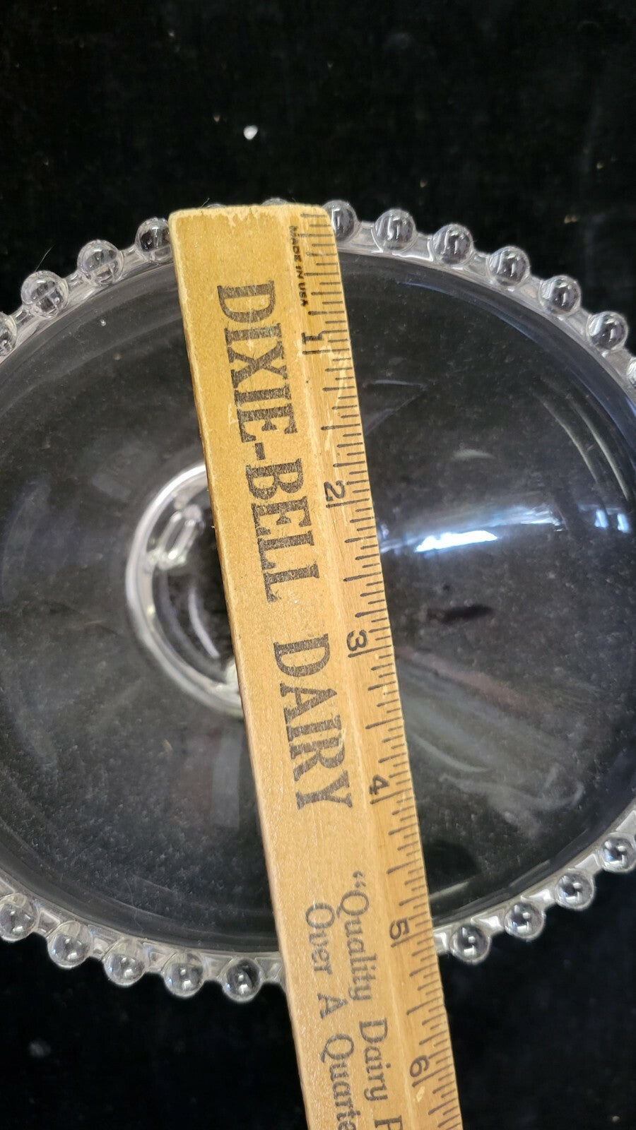 Imperial  CANDLEWICK 3 toed Bowl w beaded shaped edge  6" x 5.5" x H 4"