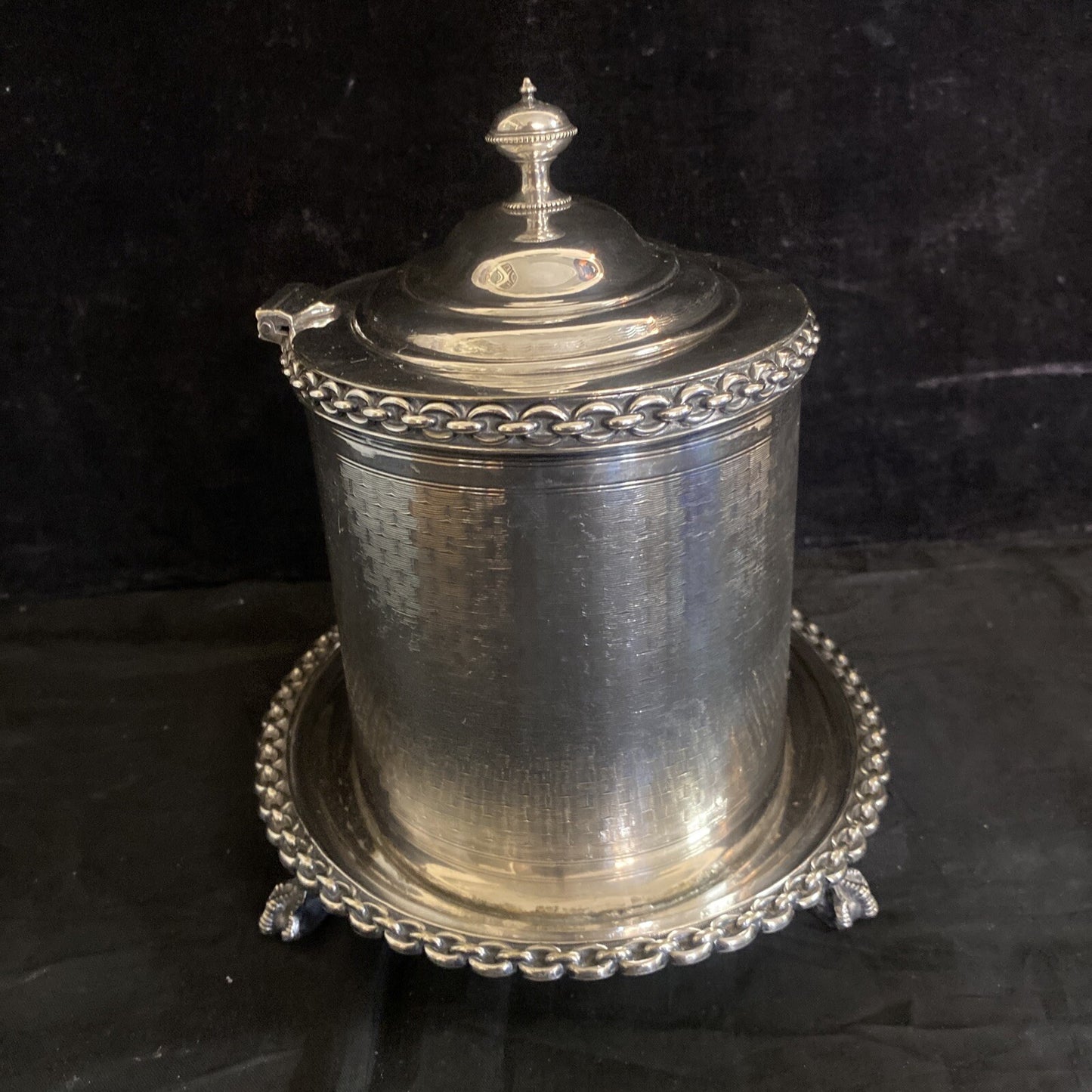 Antique Victorian Footed Silverplate Tea Caddy Biscuit Box