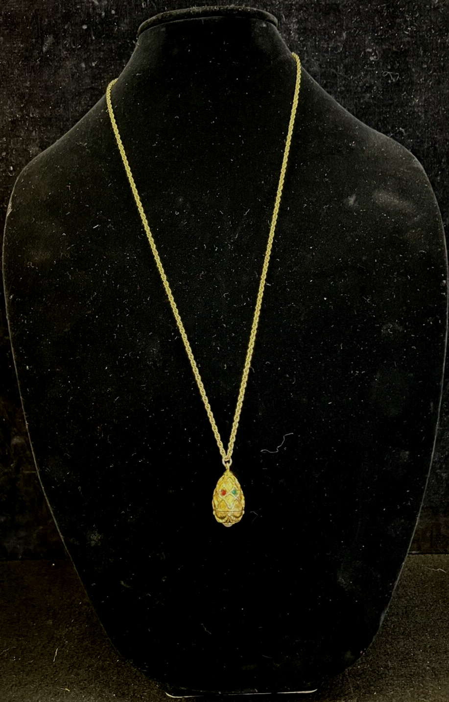 RARE Vtg Joan Rivers Classic Gold-Plated, Blue & Pearl Faberge Egg 32” Necklace