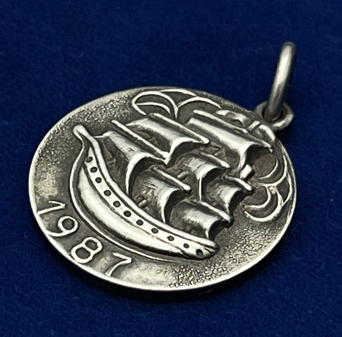 1987 Ilias Lalaounis Sterling Silver Sailing Ship Pendant w/ Original Box  6.2g