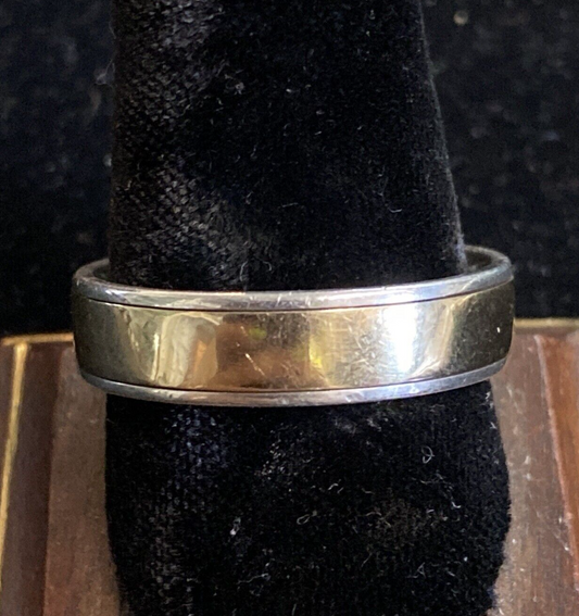 10k Yellow Gold & Sterling Silver Men's Ring Band Size 11.75 7.5g