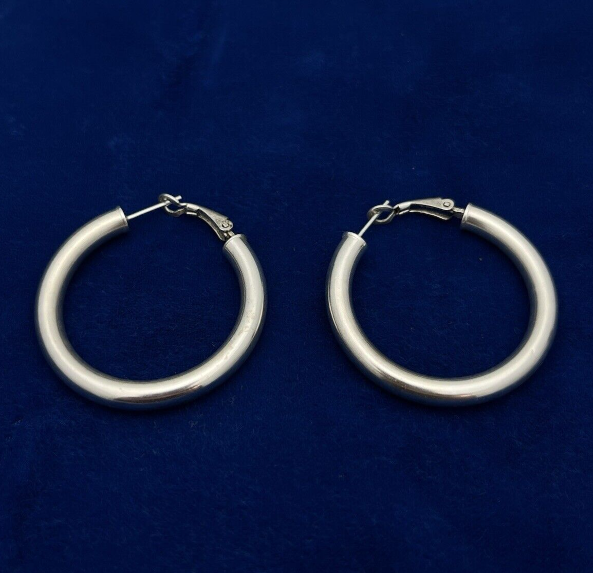 Italian Round 40mm .925 Sterling Hoop Earrings 8.25g