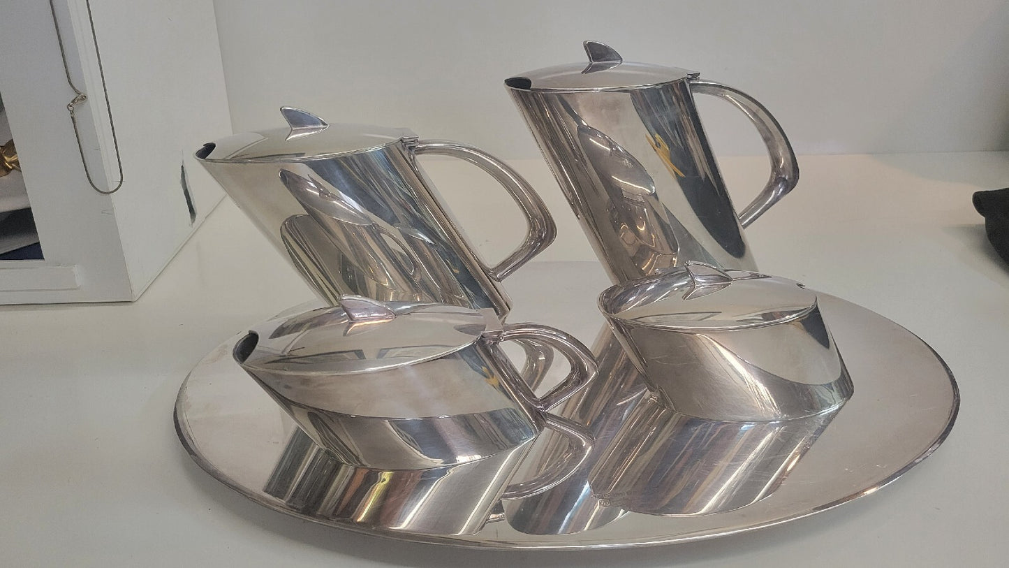 5 Pc German Christoph Widmann MCM Silver Coffee  Service Handmade Germany