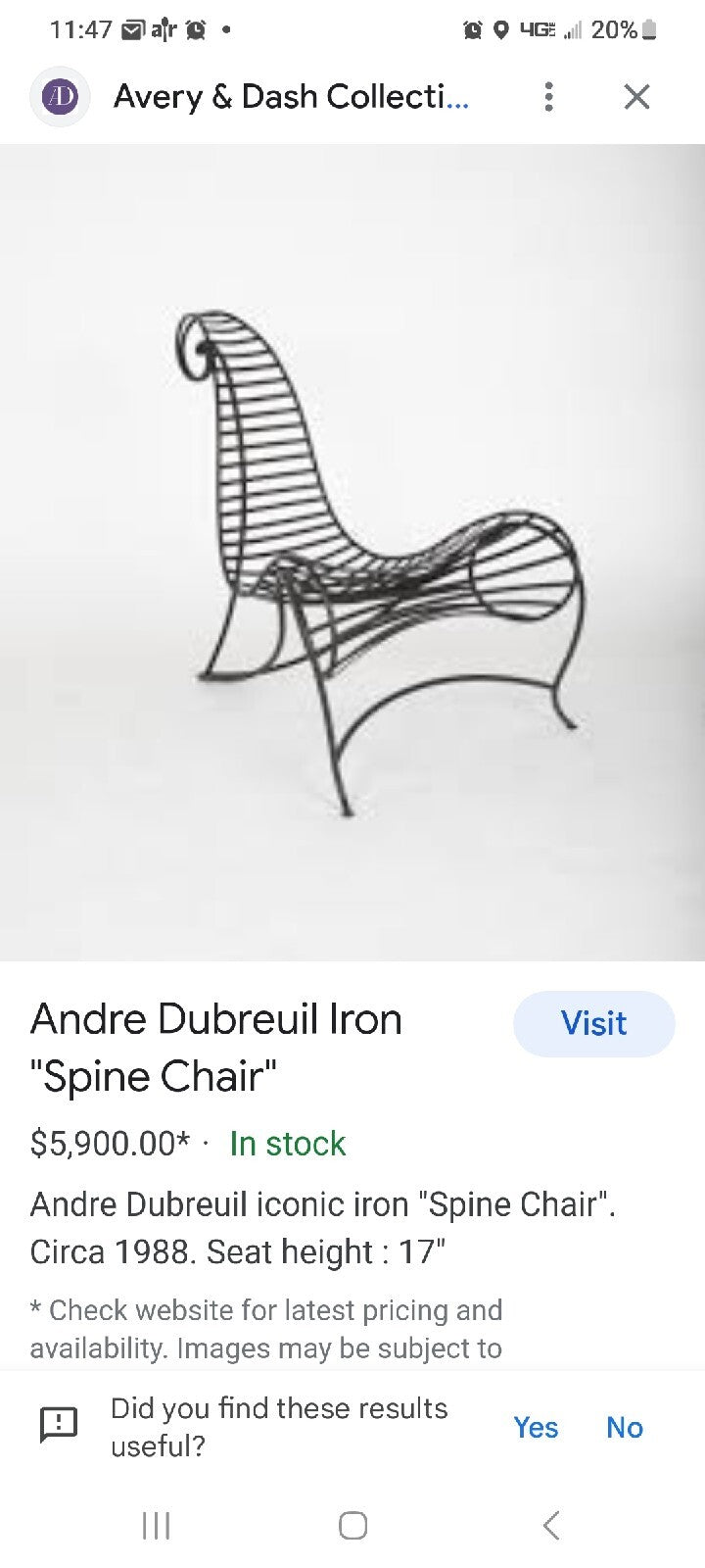 Andre Dubreuil Rare Spine Chair Midcentury Modern
