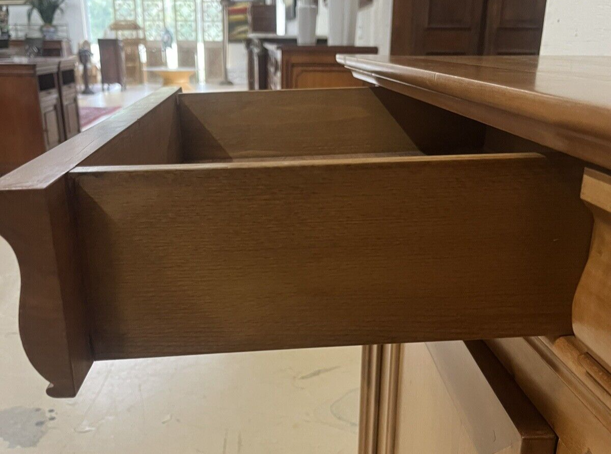 French Louis Philippe Blonde Three Door Sideboard Buffet Server Enfilade 78"W