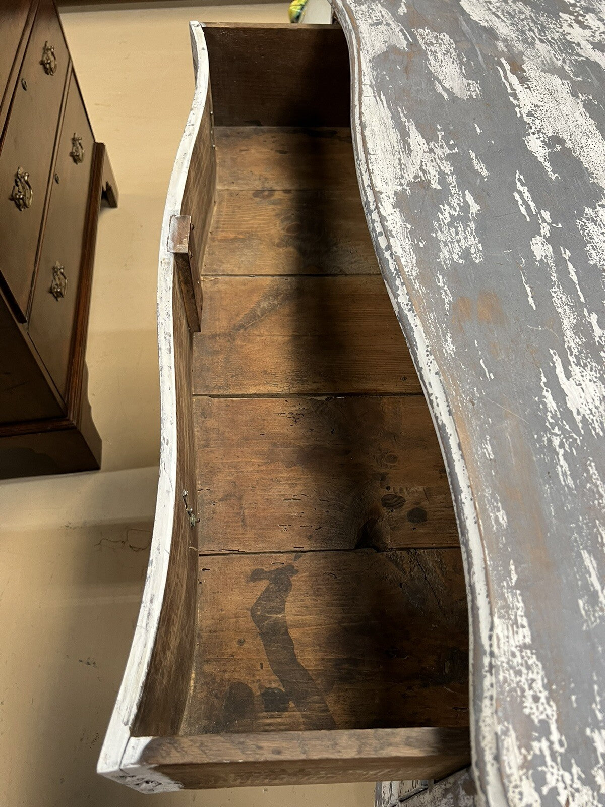 Antique French Painted Louis XV Provincial Serpentine Chest of Drawers Commode