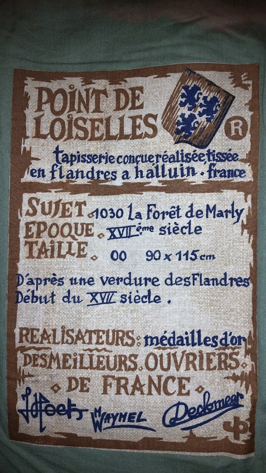 Tapestry Landscape with Bridge 35"x45" Foret de Marly Hunting Ground of Fr Kings