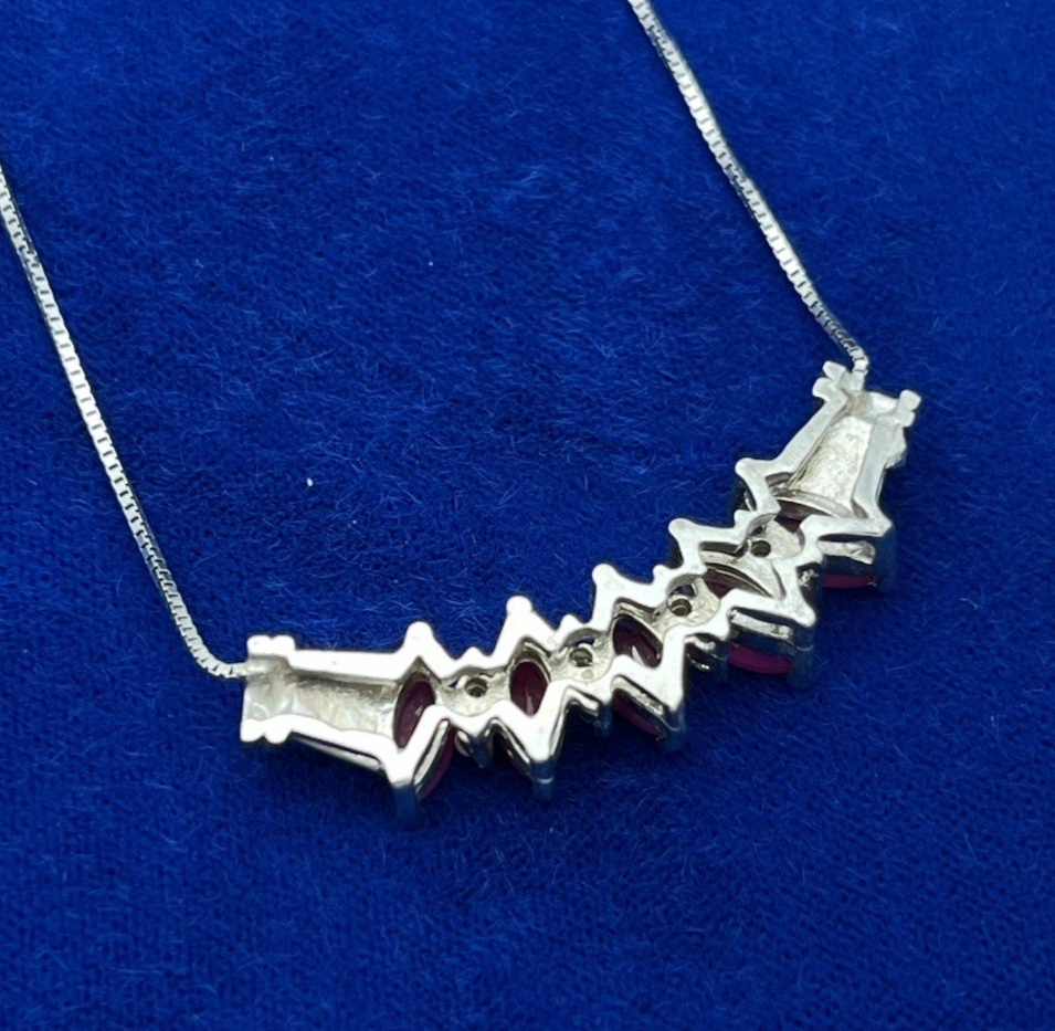 14k White Gold 0.21ct Diamond and 2.53ct Red Ruby Collar Necklace 50% off retail