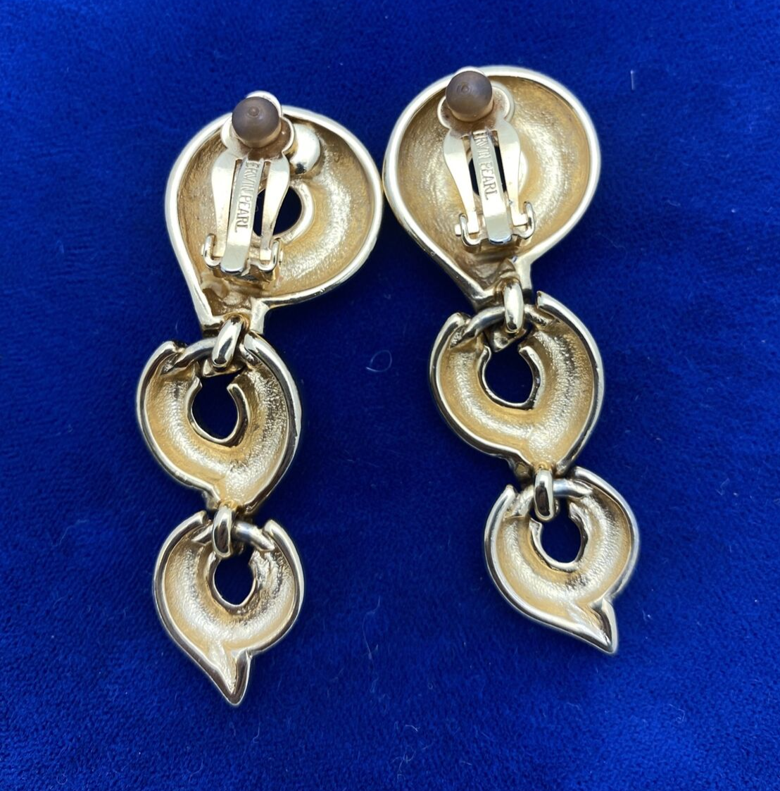 Erwin Pearl Gold Dangle Clip on Earrings