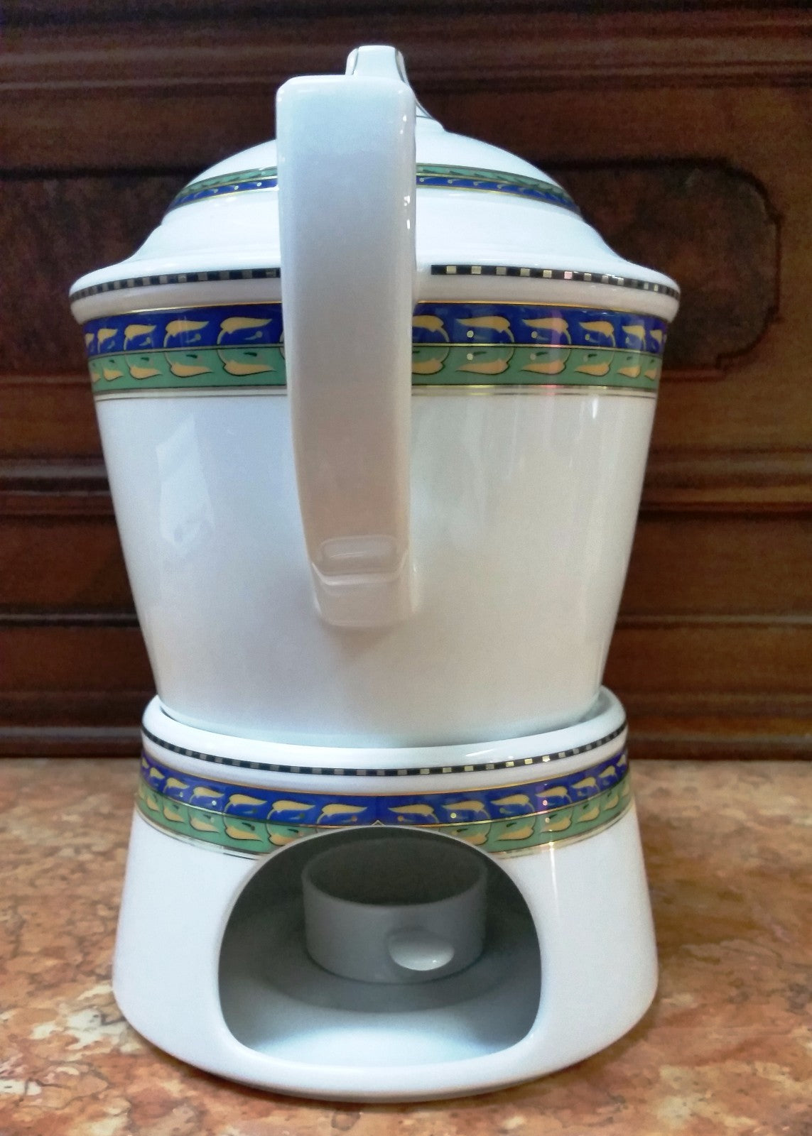 Vintage German Kaiser  4 pc China Medea Pattern Teapot & Warmer NICE