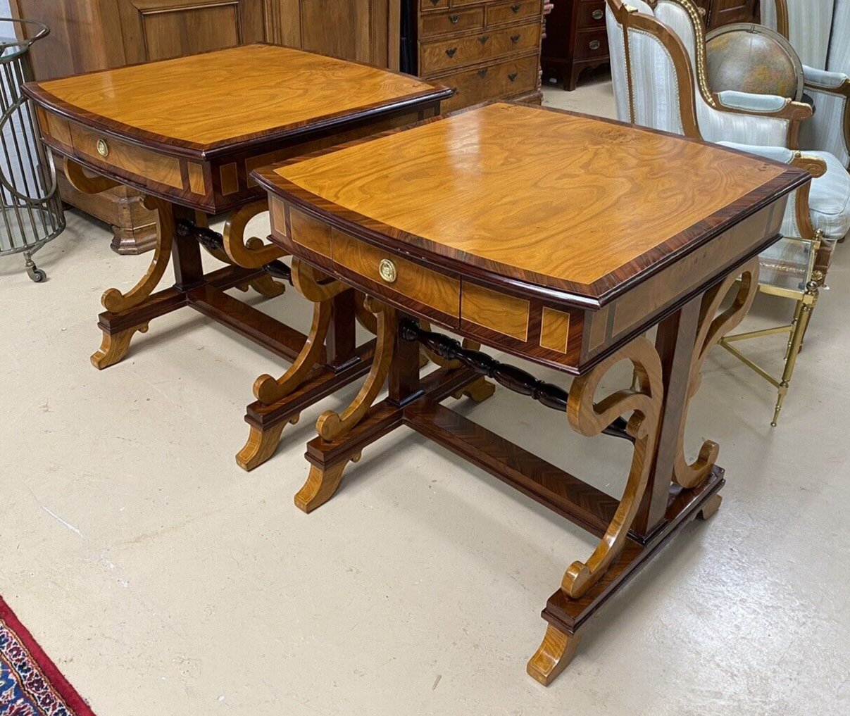 PAIR of ANTIQUE BIEDERMEIER STYLE SINGLE DRAWER SIDE END SOFA TABLES