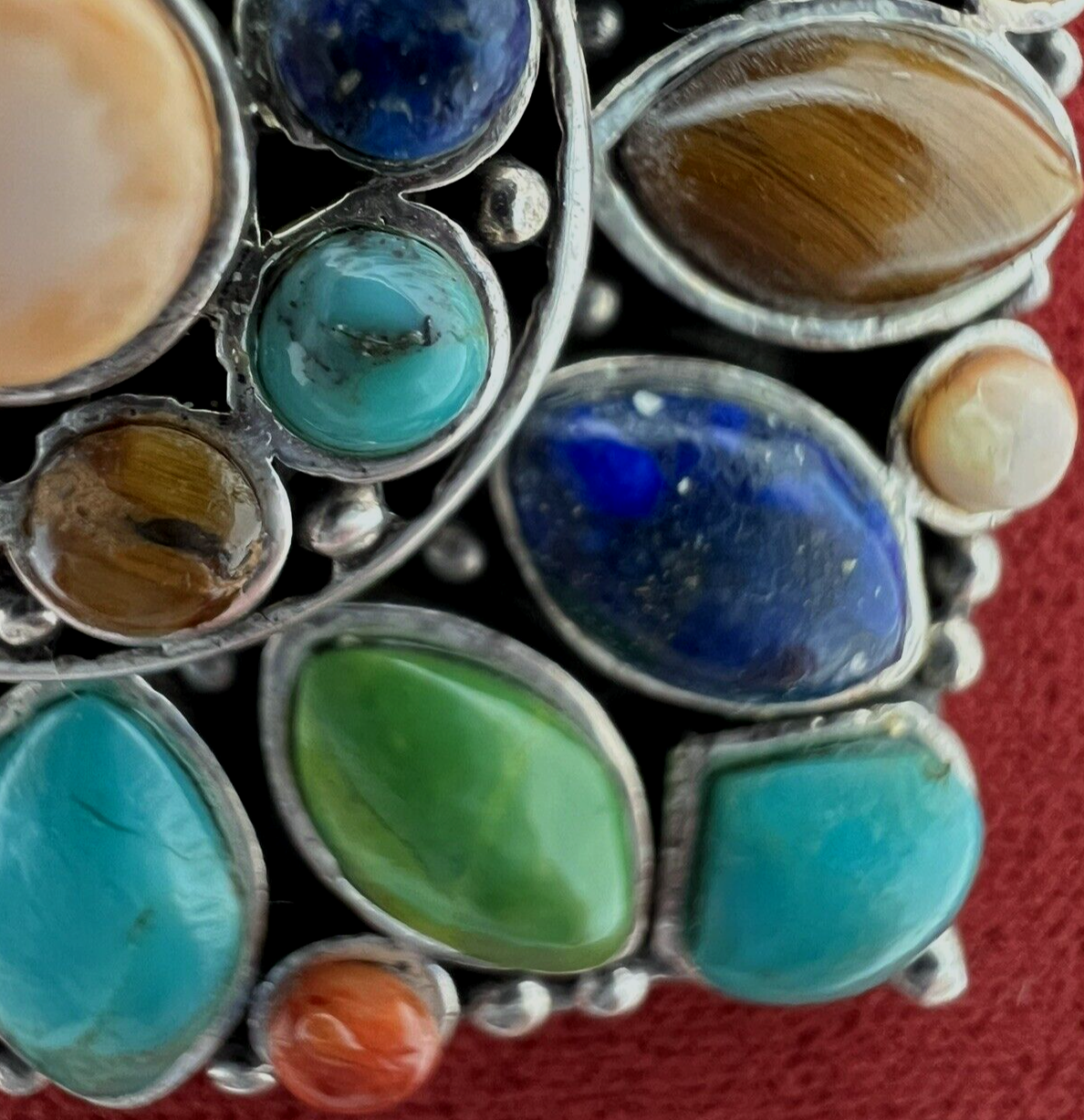 Multi Stone Blossom Pendant 925 SS Lapis Lazuli, Coral , Turquoise, Don Lucas