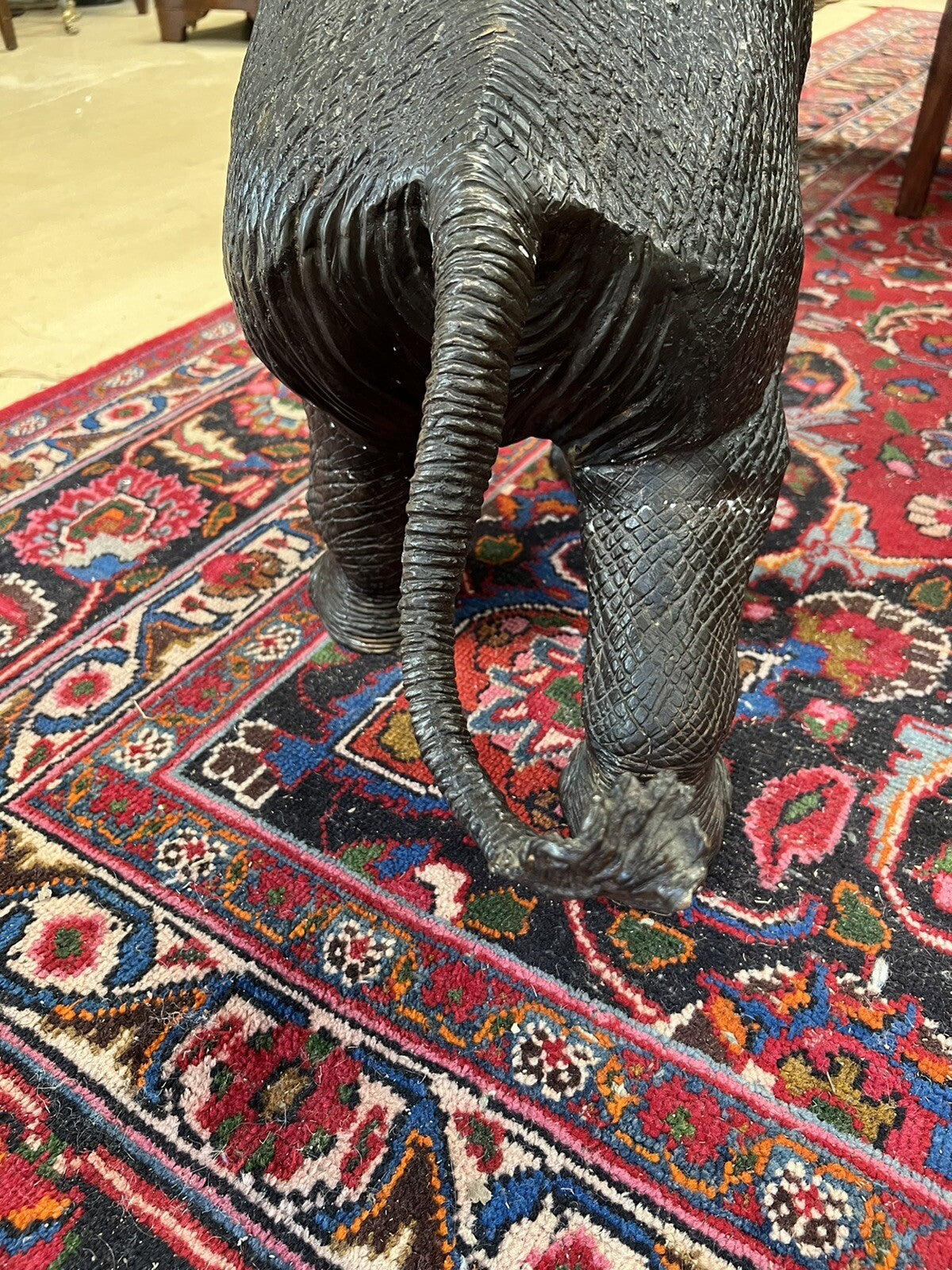 Large 44" Long Bronze Elephant Statue Wildlife Sculpture Walking w/ Tusk Up