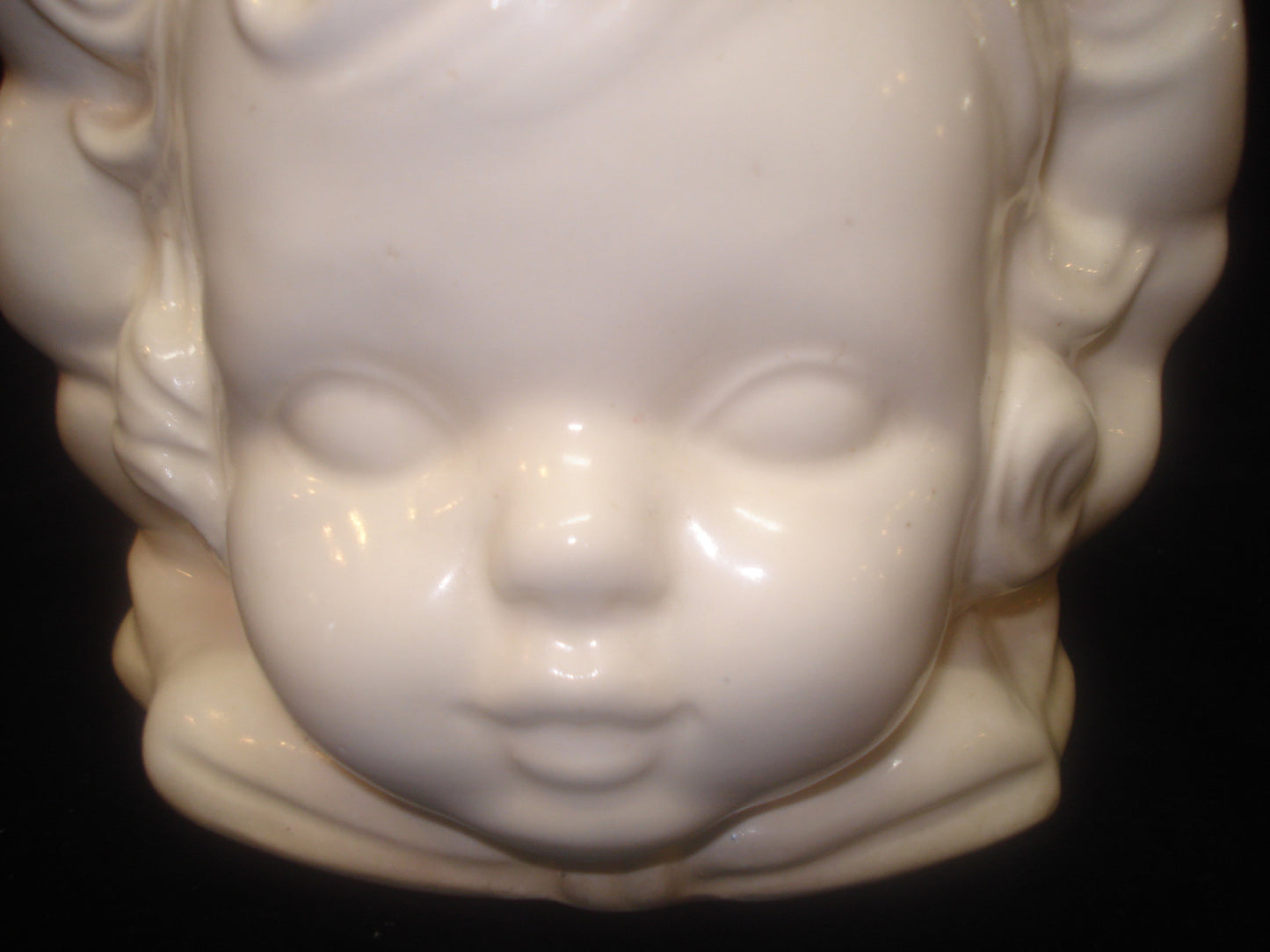 Infant Baby in Bonnet Headvase  Pottery Head Vase Planter USA Hull ? 1940's