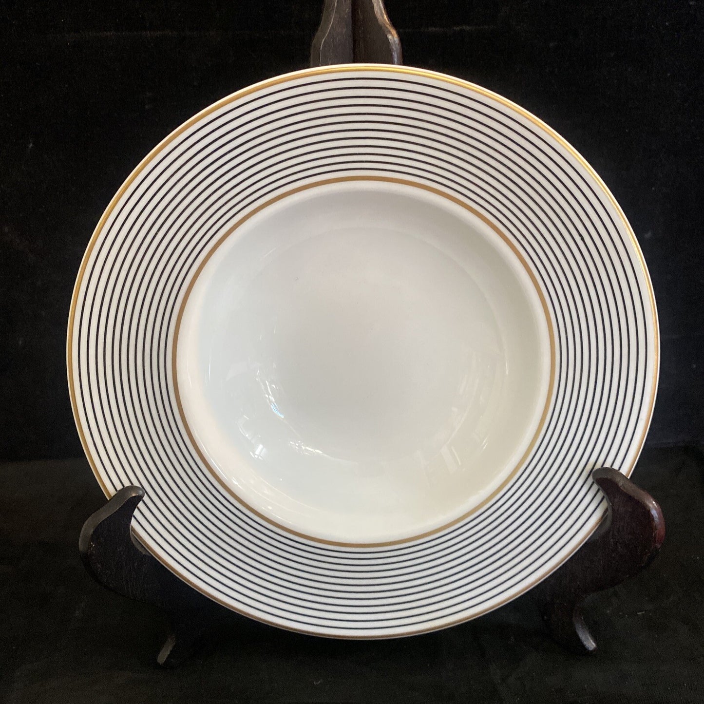 Raynaud Ceralene Crinoline Black 8 1/4" Rim Soup Bowl Limoges France 1990 BH235D