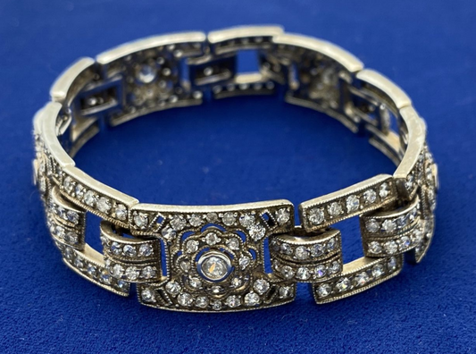 Vintage Sterling Diamante Rhinestone 7.5 "  Bracelet looks like diamonds