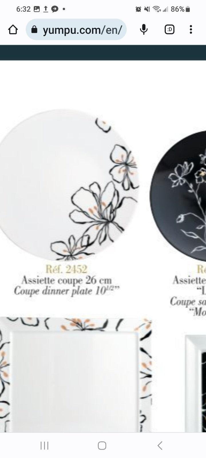 6pc Bernardaud “Or Noir” Place Setting Dinner, Salad, BB, C/S, gold bowl BH305