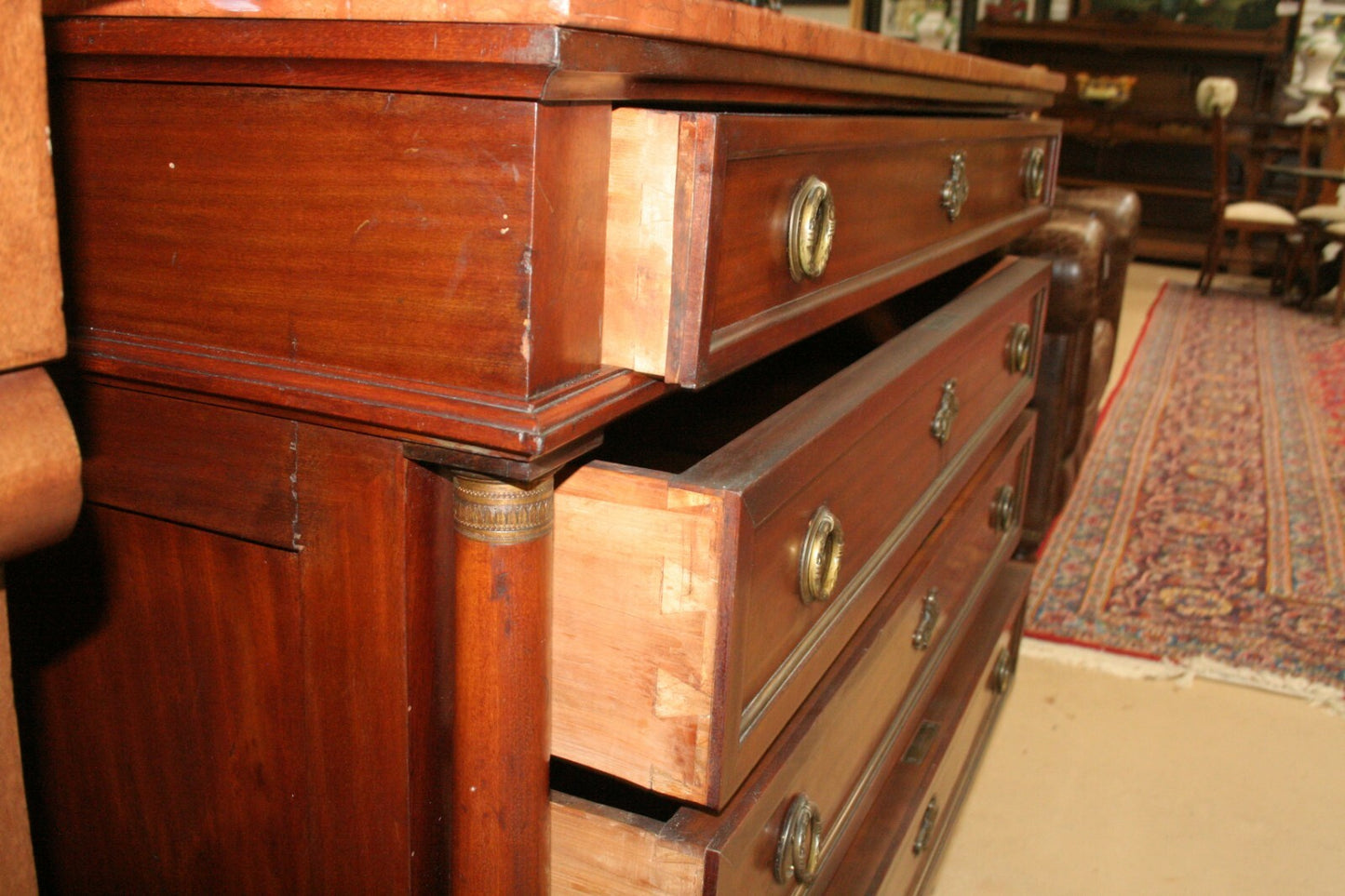 Antique French Chest of Drawers Commode Regency Cabinet Walnut Sideboard Marble