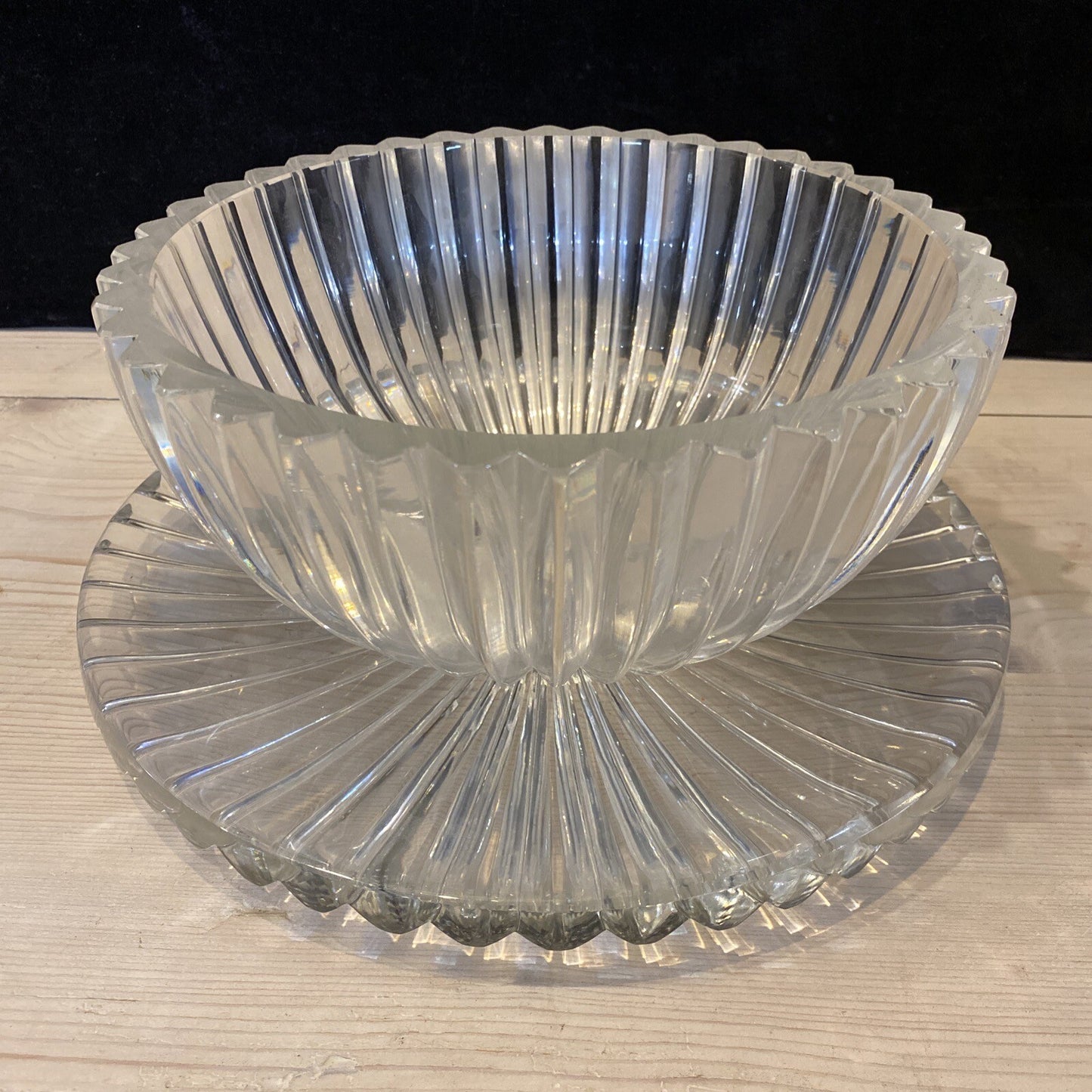 CJR Claus Josef Riedel LARGE AUSTRIAN CUT CRYSTAL Plate & Bowl