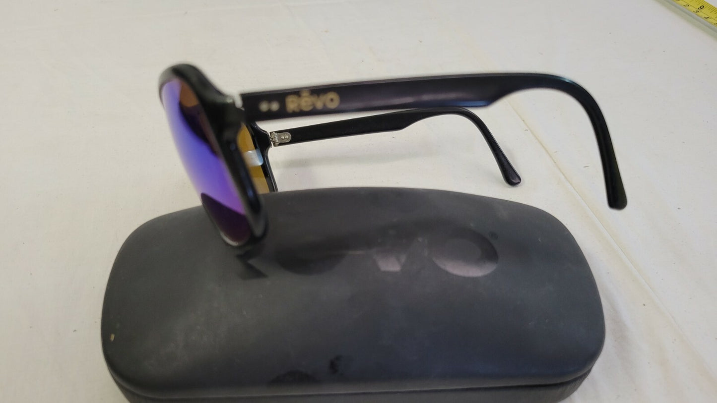 REVO 1006-001 Black Frame Stealth Blue Mirror Lens Active Wrap Sunglasses France