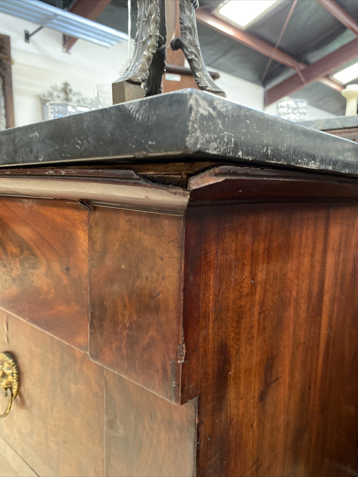 French Empire Ormolu Mounted Marble Top Commode Chest of Drawers Dresser 19th