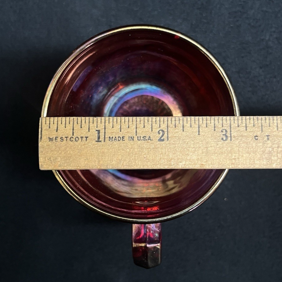 Vintage 1960s Imperial Glass OH Red Carnival Robin on Branch Mug 3.5"