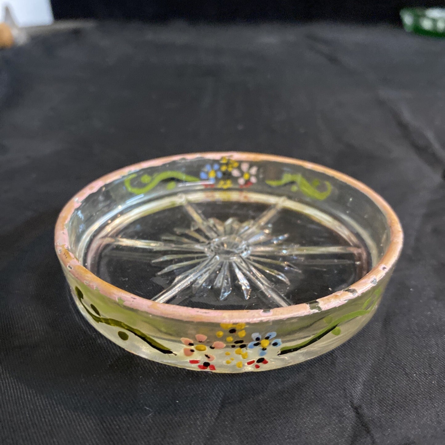 9x Floral Glass Enameled Wine Coasters