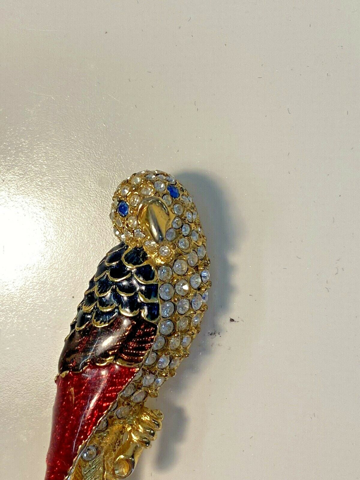 Giorgio Rhinestone Parrot Enamel Bird Pin / Brooch 2 3/4"