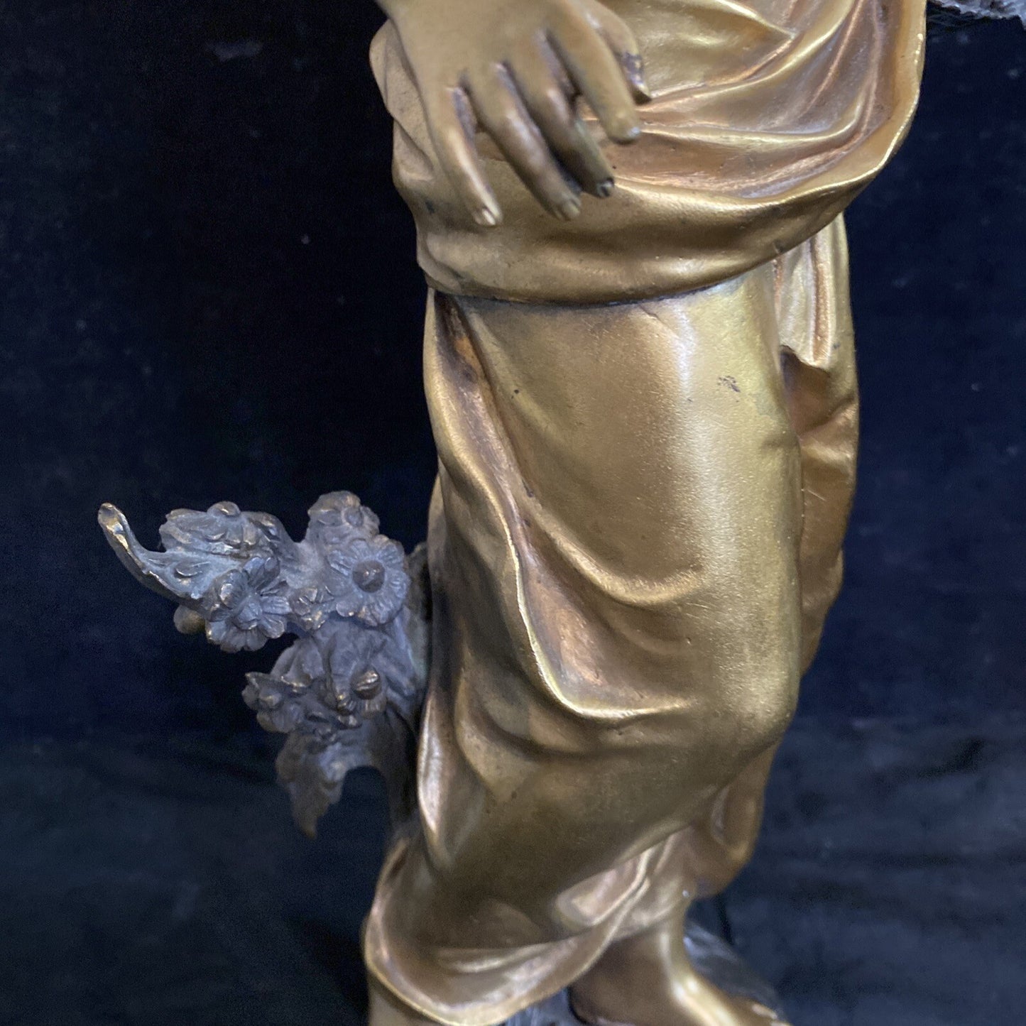 Rose De Mai Gilt Bronze Statue Rose of May Merchant Woman 20 1/4" MH