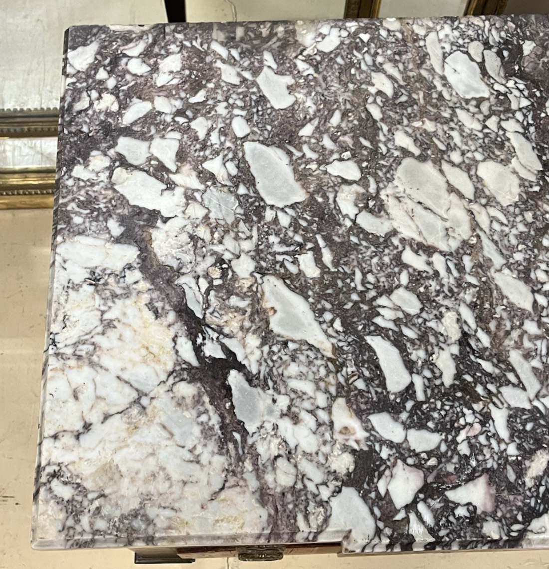 ANTIQUE FRENCH LOUIS XVI MARBLE-TOP INLAID MARQUETRY COMMODE CHEST OF DRAWERS