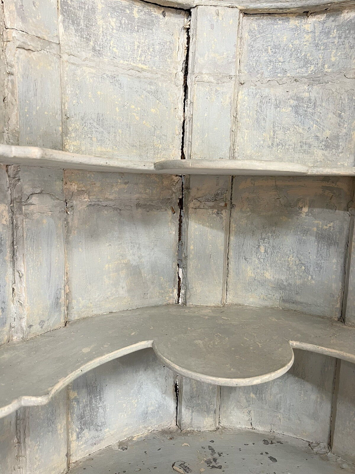 Antique American Federal Oak Corner Cabinet w/ Painted Interior 19C Farmhouse