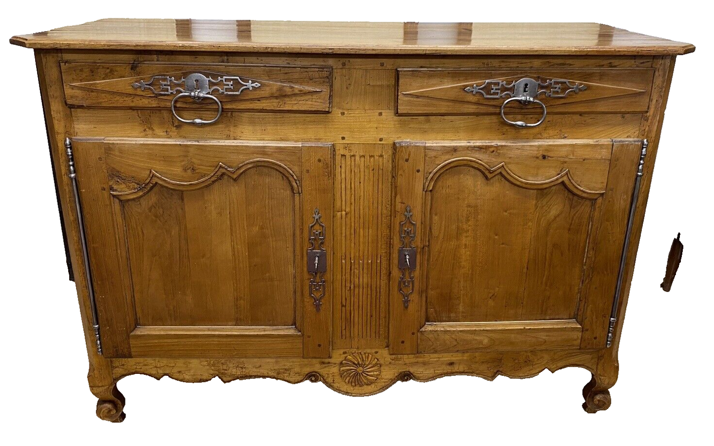 Antique 19th Century French Louis XV Cherry Buffet Chest Sideboard