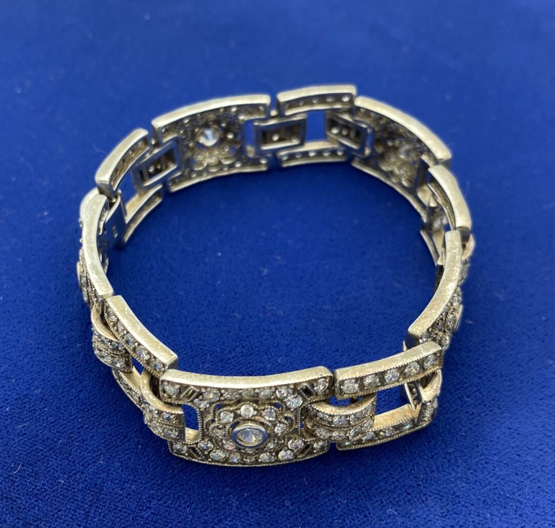 Vintage Sterling Diamante Rhinestone 7.5 "  Bracelet looks like diamonds