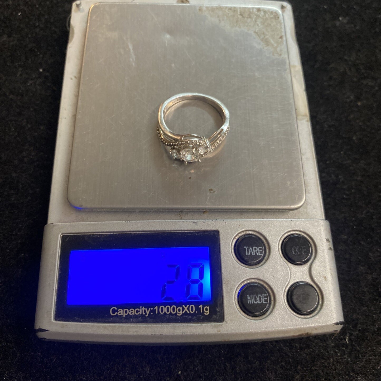 Sterling Silver 925 Ring Size 6.75 CZ Stones 2.8g