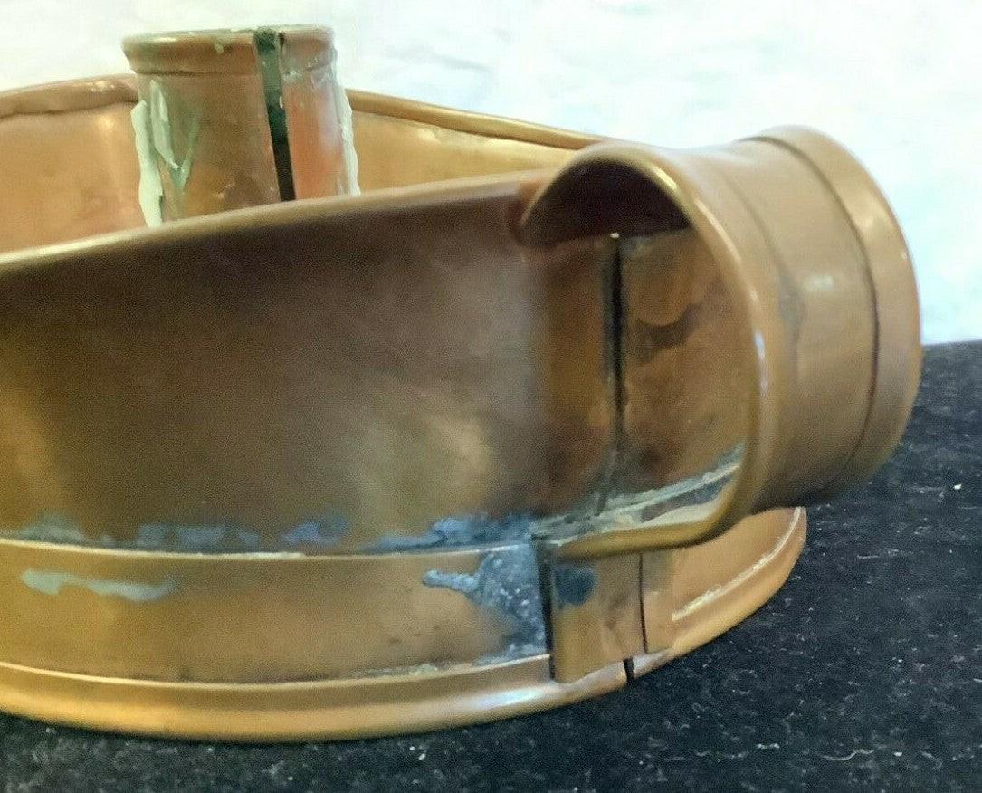 Antique Copper CANDLE HOLDER w Finger Loop Chamber stick 1800's