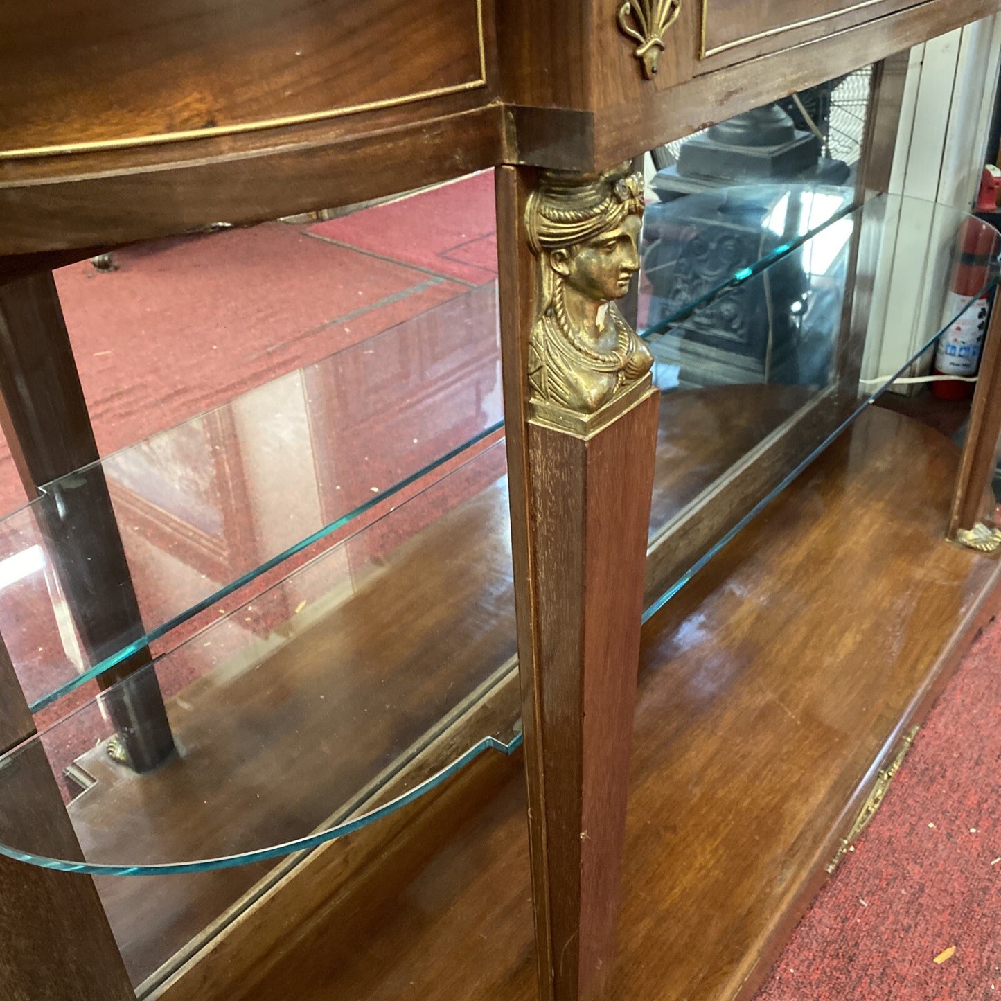 FRENCH MAHOGANY EMPIRE ENTRYWAY CONSOLE TABLE W/ MARBLE TOP