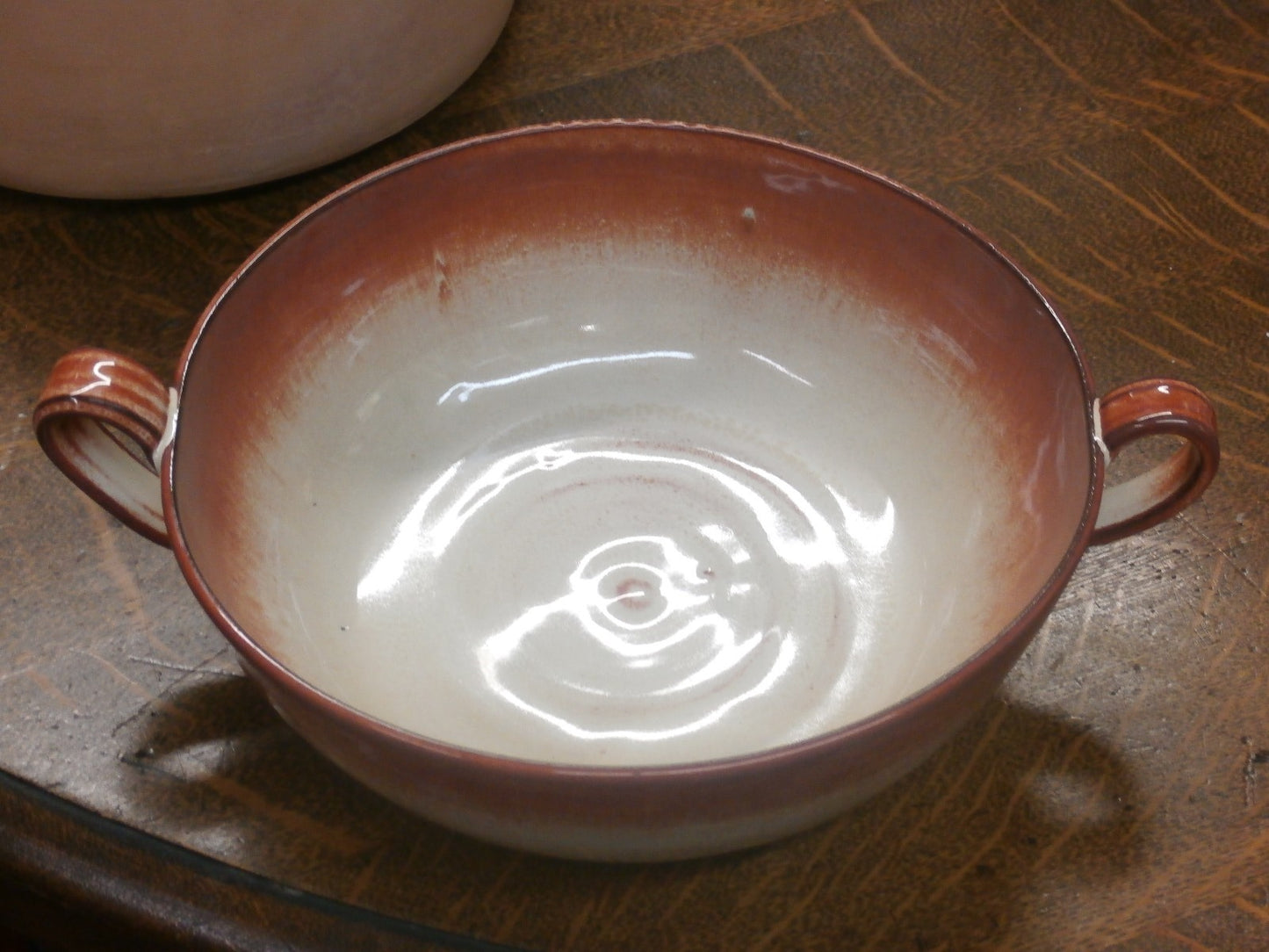 French Vallauris  terracotta 2 handled 12"  bowl handmade perfect centerpiece