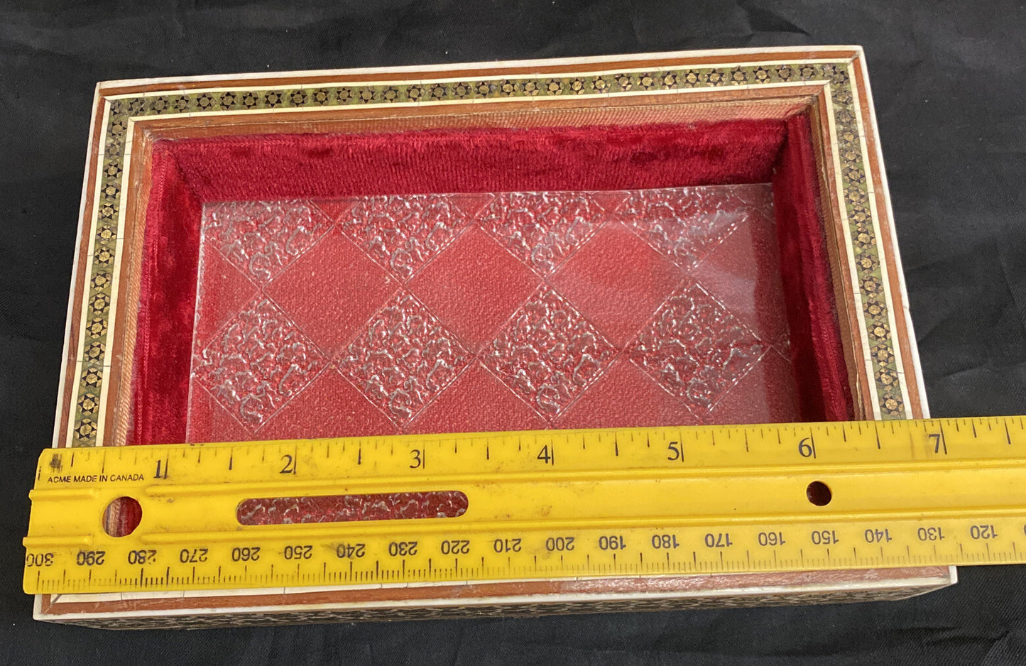 Vintage Wooden Inlaid MosaicTrinket Box BH131