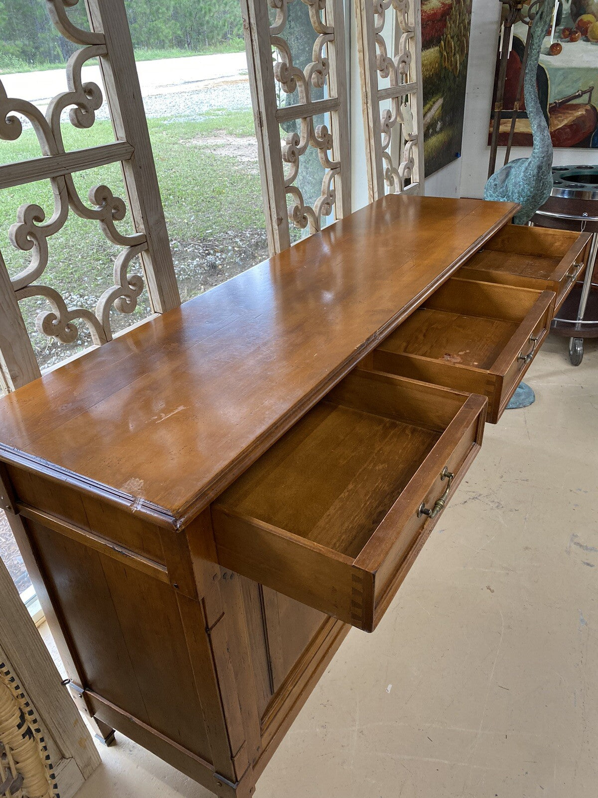 FRENCH LOUIS XVI STYLE SOLID FRUITWOOD SIDEBOARD BUFFET SERVER 76" x 21"