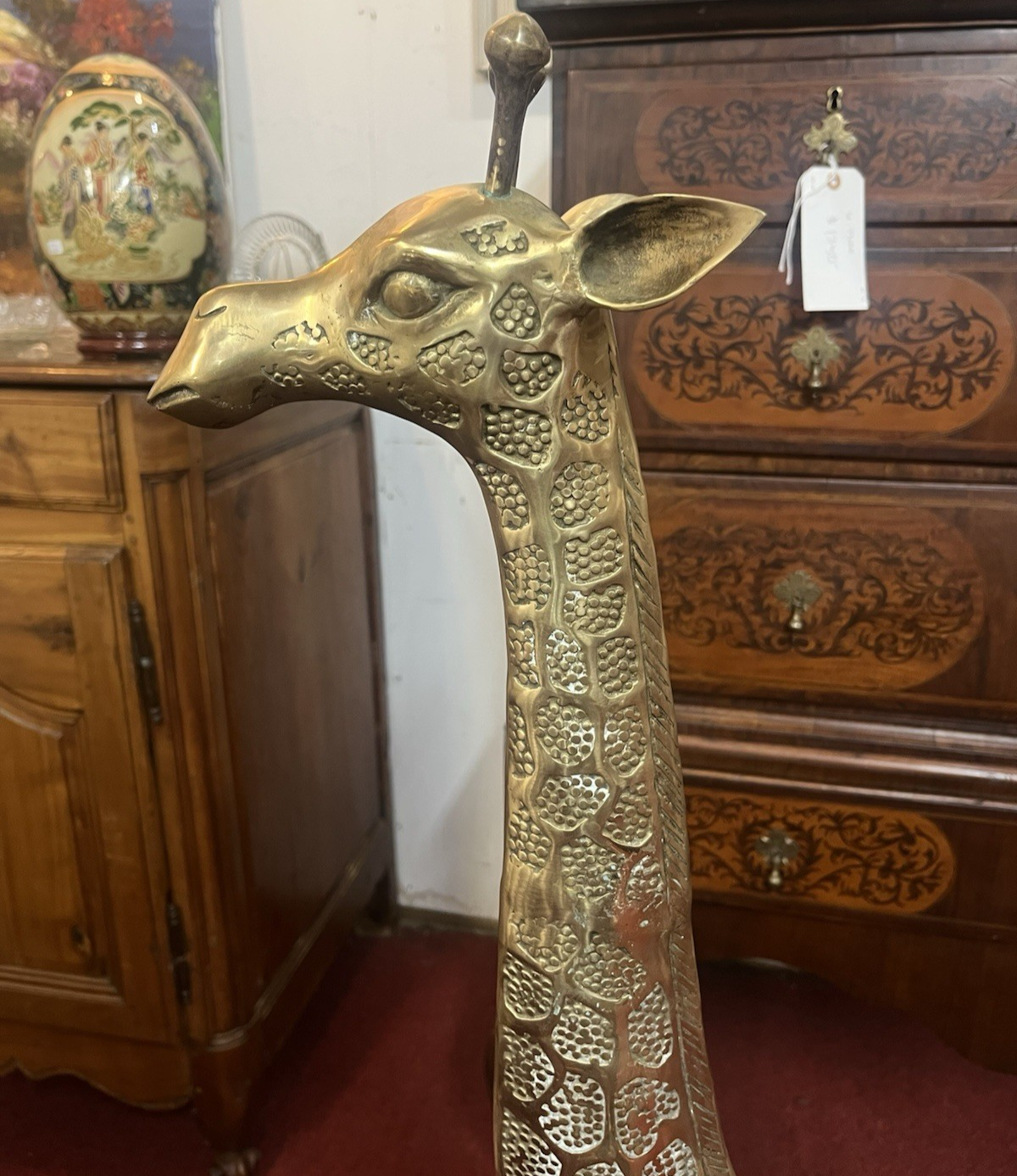 Mid Century Textured Polished Brass Giraffe Sculpture/Statue 49.5"