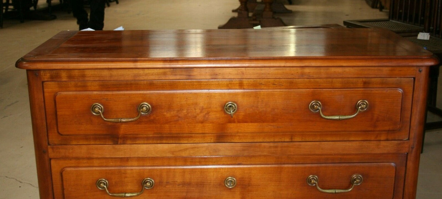 Antique French Provincial Louis Philippe Cherry Low Commode Chest of Drawers