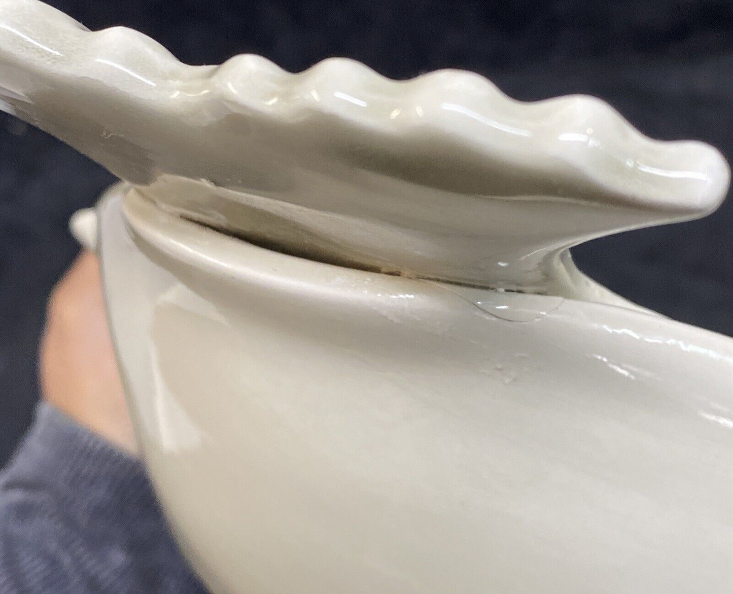 Fitz & Floyd Ivory Colored Fish Chip & Dip Bowl